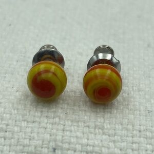 Vintage Colorful Glass Swirl Stud Earrings